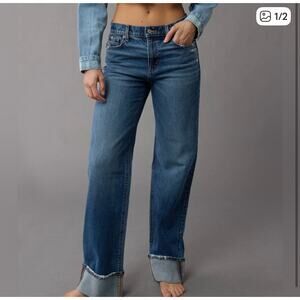 NEW AE High-Waisted Stovepipe Cuffed Jean 2 Regular 26w